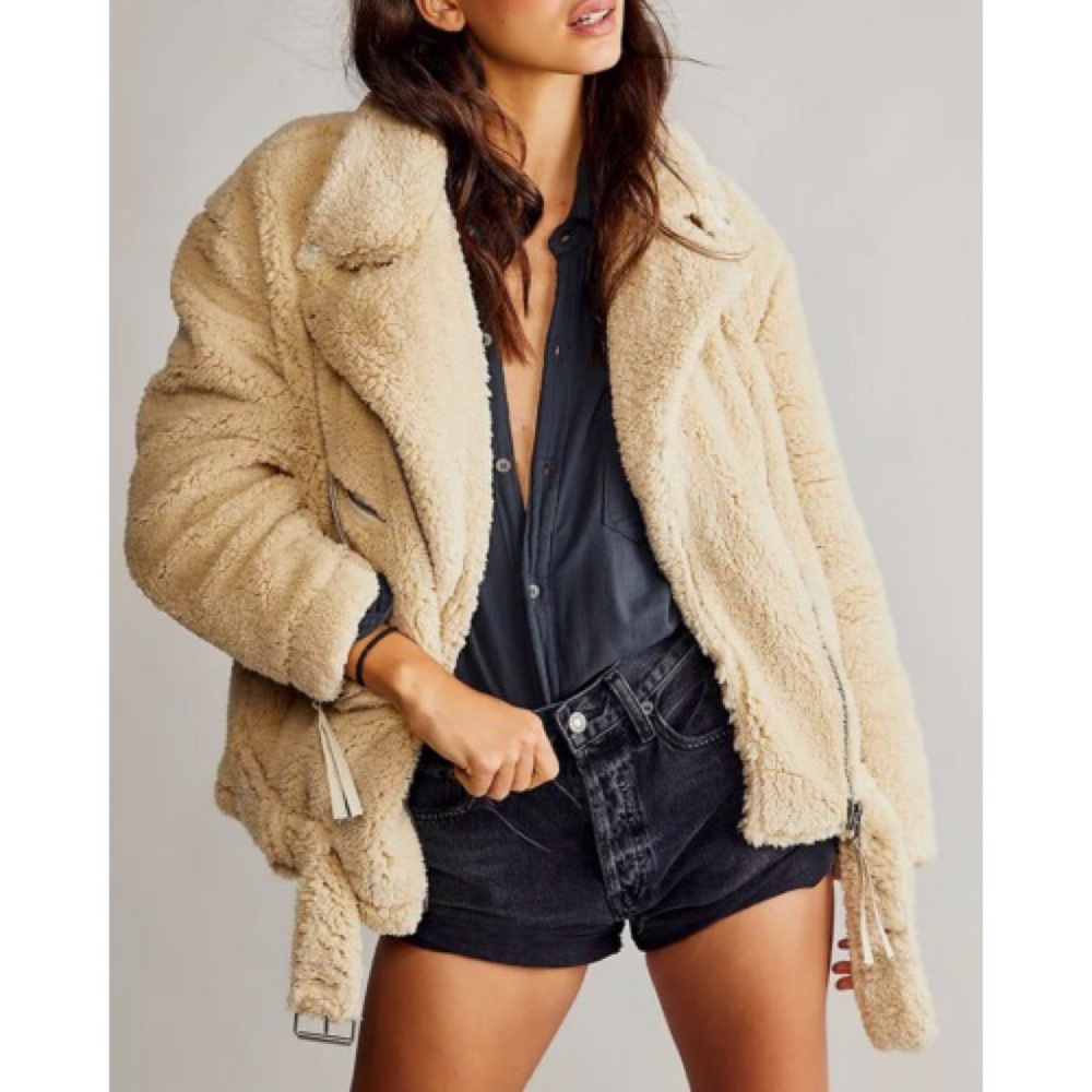 Free People So Cozy Slouchy Moto jacket, lightly worn, size S, super soft!